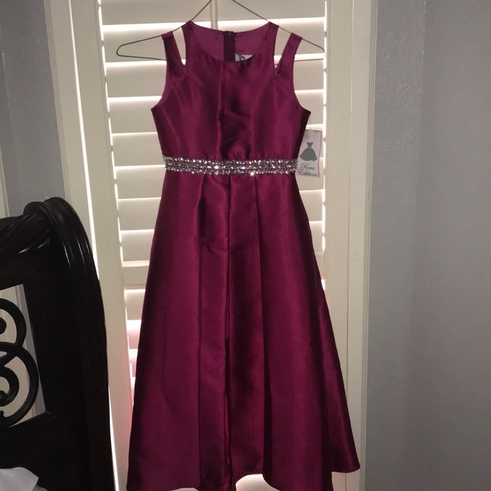 Short long wine girls dress
